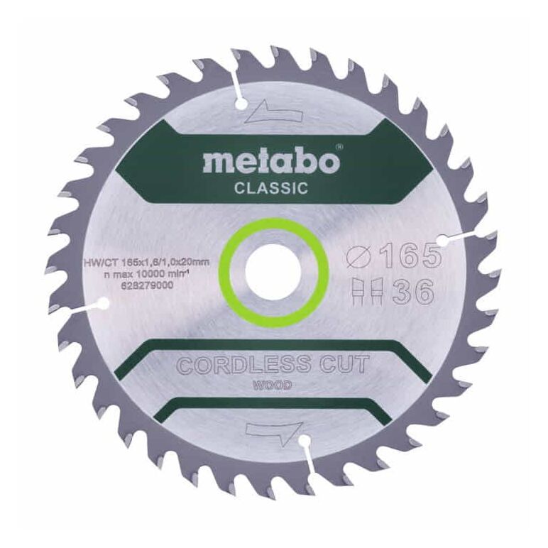 Metabo Sägeblatt "cordless cut wood - classic", 165x1,6/1,0x20 Z36 WZ 15° /B, image 