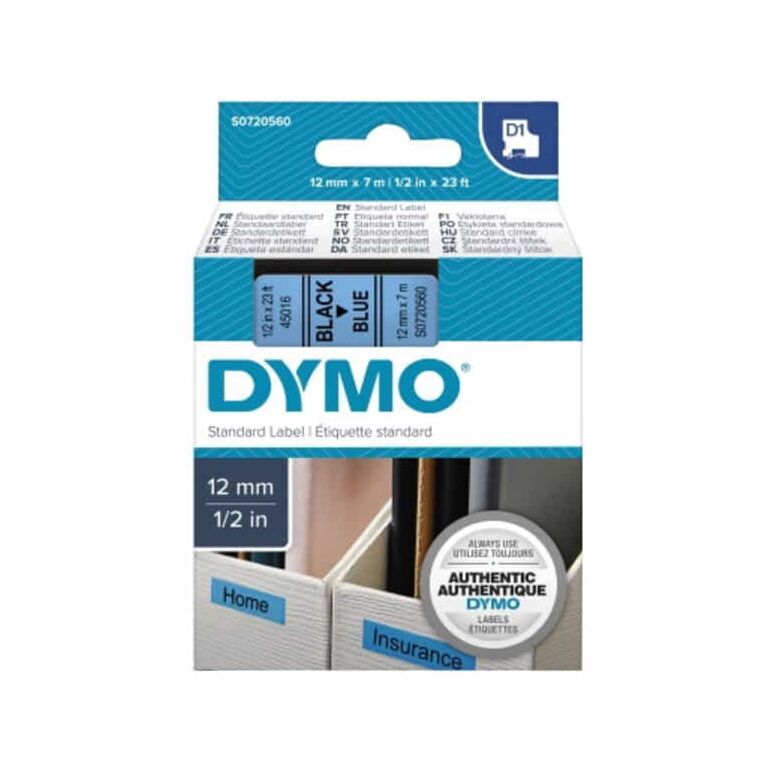 DYMO Schriftbandkassette D1 S0720560 12mmx7m sw auf bl, image 