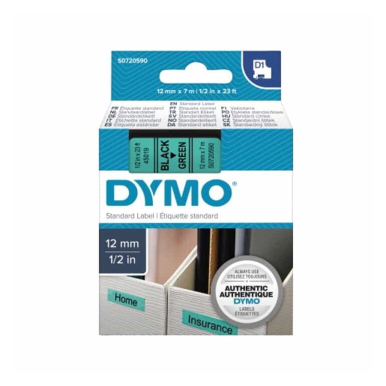 DYMO Schriftbandkassette D1 S0720590 12mmx7m sw auf gn, image 