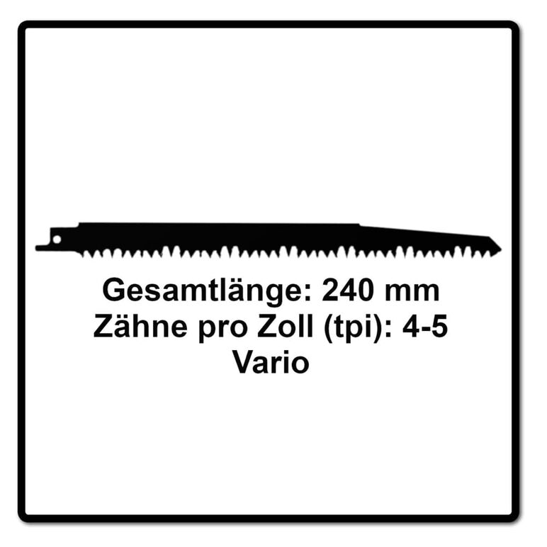 Komet Säbelsägeblatt FRESH WOOD 240mm 4-5tpi, 10 Stk. ( 2x 501.085 ) CV-Stahl Vario, image _ab__is.image_number.default