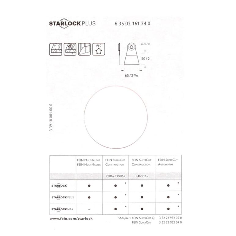 FEIN E-Cut Long-Life Starlock Sägeblatt 10 Stk. 50 x 65 mm ( 63502161240 ) BI-Metall, image _ab__is.image_number.default