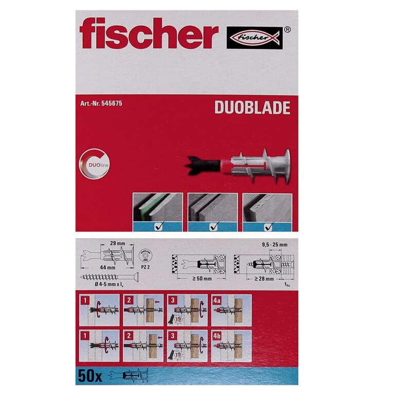 Fischer Gipskartondübel DUOBLADE 44mm 50 Stk. ( 545675 ), image _ab__is.image_number.default