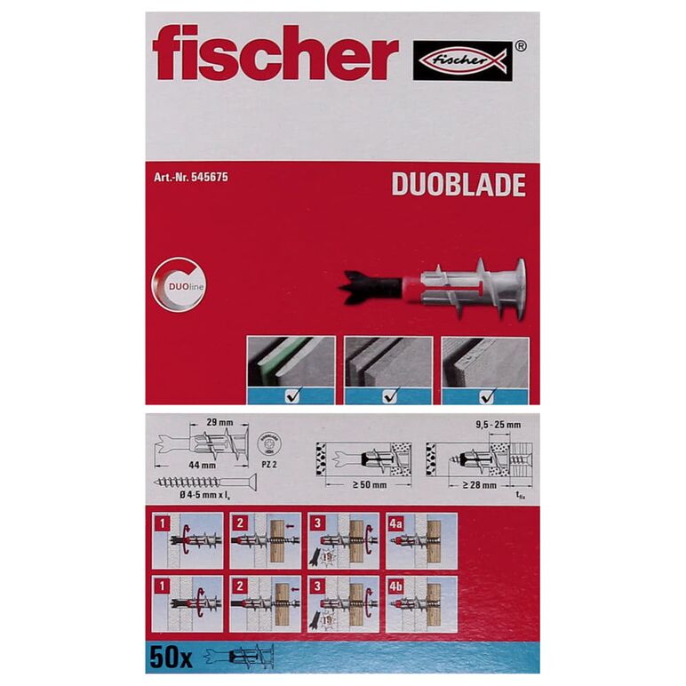 Fischer Gipskartondübel DUOBLADE 44mm 250 Stk. ( 5x 545675 ), image _ab__is.image_number.default