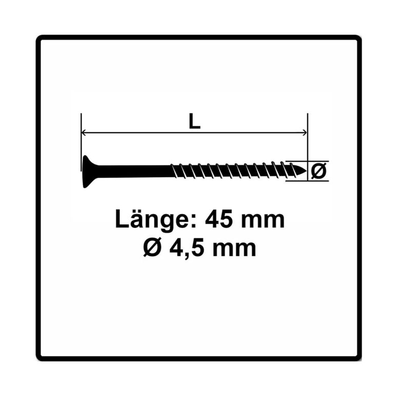 Fischer Power-Fast II FPF II Spanplattenschraube 4,5x45 mm 500 Stück ( 670271 ) Senkkopf mit Torx Teilgewinde galvanisch verzinkt, blau passiviert, image _ab__is.image_number.default