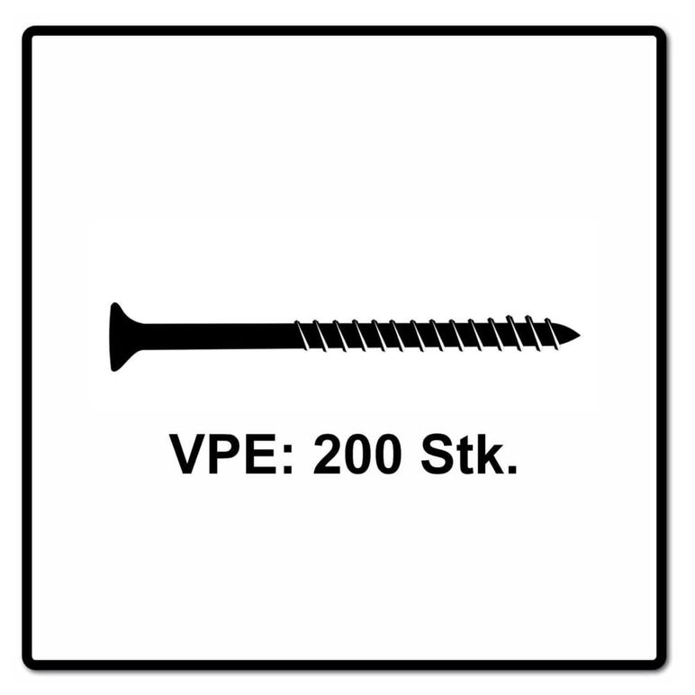 Fischer Power-Fast II FPF II Spanplattenschraube 4,5x50mm 200 Stück ( 670272 ) Senkkopf mit Torx Teilgewinde galvanisch verzinkt, blau passiviert, image _ab__is.image_number.default