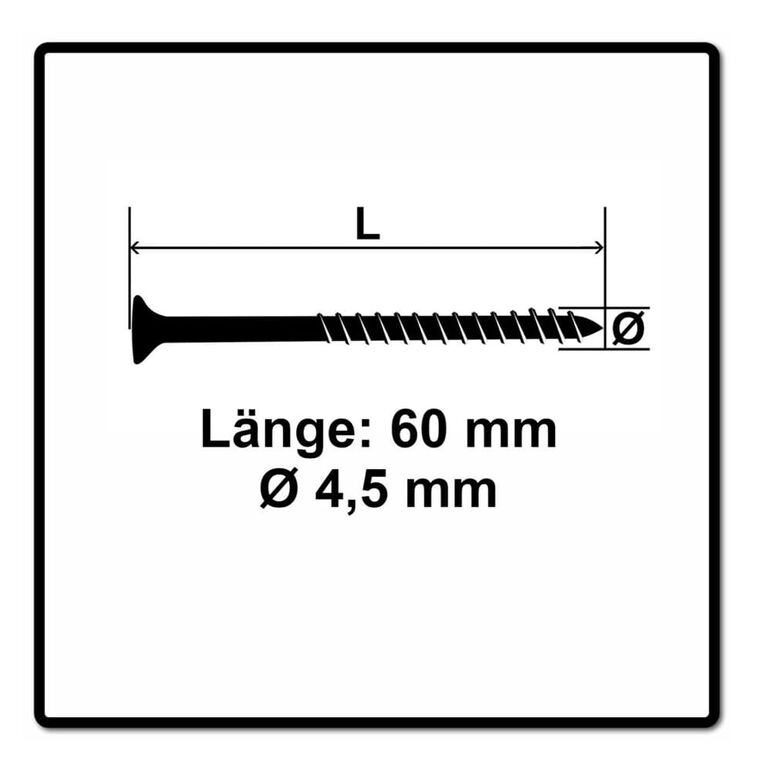 Fischer Power-Fast II FPF II Spanplattenschraube 4,5x60 mm 200 Stück ( 670632 ) Senkkopf mit Torx Teilgewinde galvanisch verzinkt, blau passiviert, image _ab__is.image_number.default