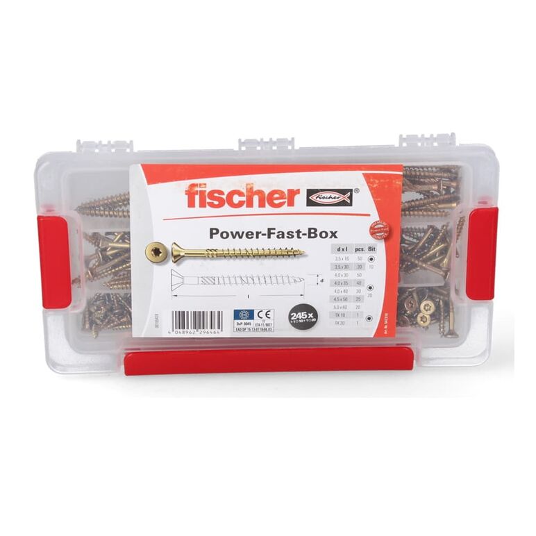 Fischer Power-Fast Box 245 tlg. 3,5 - 5 mm ( 667005 ) Senkkopf mit Torx Doppelgewinde galvanisch verzinkt, gelb passiviert, image _ab__is.image_number.default