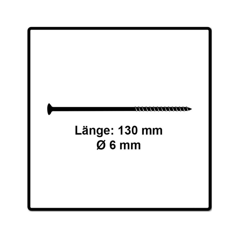 Fischer Power-Fast II FPF II Spanplattenschraube 6,0x130 mm 100 Stück ( 670461 ) Senkkopf mit Torx Teilgewinde galvanisch verzinkt, blau passiviert, image _ab__is.image_number.default