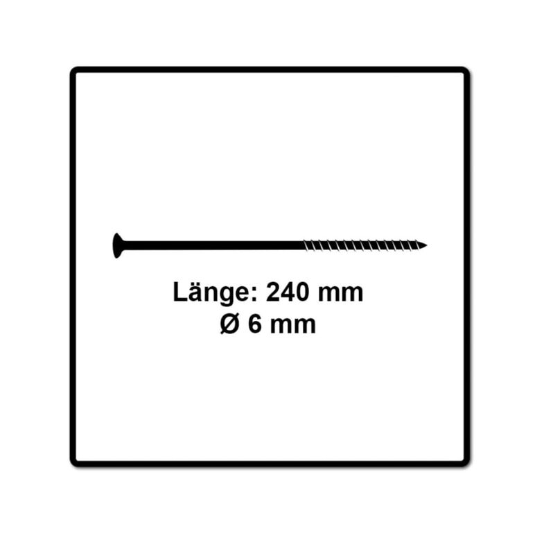 Fischer Power-Fast II FPF II Spanplattenschraube 6,0x240 mm 50 Stück ( 670469 ) Senkkopf mit Torx Teilgewinde galvanisch verzinkt, blau passiviert, image _ab__is.image_number.default