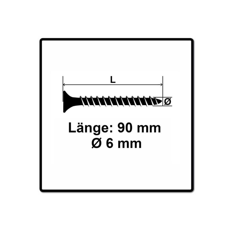 Fischer Power-Fast II FPF II Spanplattenschraube 6,0x90 mm 100 Stück ( 670487 ) Senkkopf mit Torx Teilgewinde galvanisch verzinkt, blau passiviert, image _ab__is.image_number.default