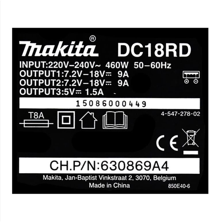 Makita Power Source Kit Li 18V mit 2x BL1860B Akku 6,0Ah + DC18RD Doppelladegerät ( 199484-8 ), image _ab__is.image_number.default