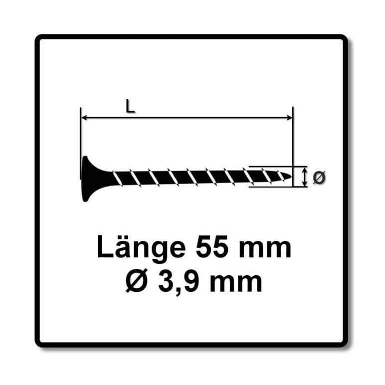 SPAX GIX-B Schnellbauschrauben magaziniert, 3,9x55mm, Nadelspitze, 1000 Stück ( 1891170390556 ) Vollgewinde, Trompetenkopf, Kreuzschlitz H2, image _ab__is.image_number.default