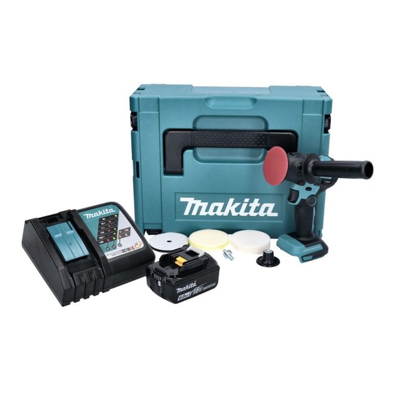 Makita DPV 300 RG1J Akku Schleifer Polierer 18 V 50 / 80 mm Brushless + 1x Akku 6,0 Ah + Ladegerät + Makpac, image 