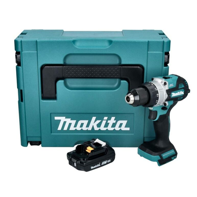 Makita DHP486A1J Akku-Schlagbohrschrauber 18V Brushless 1/2'' 130Nm + Tiefenanschlag + 1x Akku 2,0Ah + Koffer - ohne Ladegerät, image 