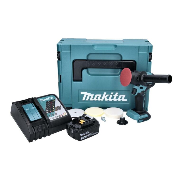 Makita DPV 300 RF1J Akku Schleifer Polierer 18 V 50 / 80 mm Brushless + 1x Akku 3,0 Ah + Ladegerät + Makpac, image 
