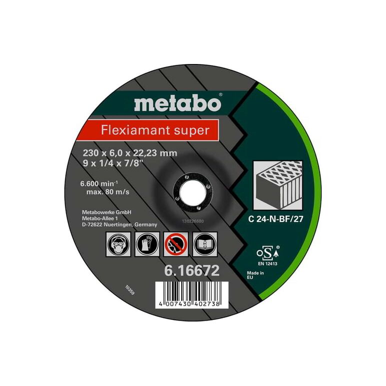 METABO Flexiamant super 180x6,0x22,23 Stein, Schruppscheibe, gekröpfte Ausführung (616660000), image 