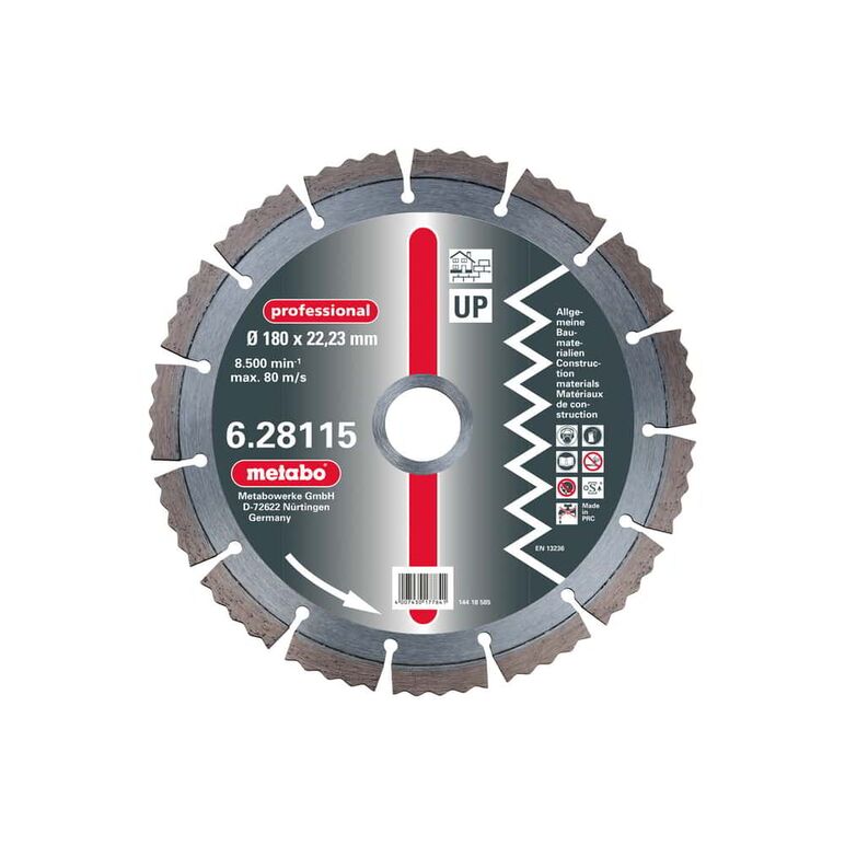 METABO Diamant-Trennscheibe, 180 x 2,3 x 22,23 mm, "professional", "UP", Universal (628115000), image 