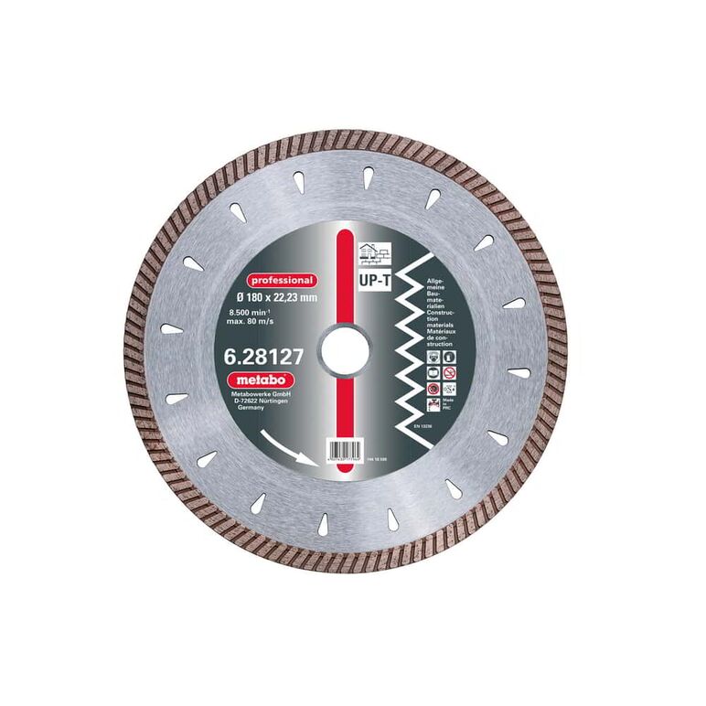 METABO Diamant-Trennscheibe, 180 x 2,5 x 22,23 mm, "professional", "UP-T", Turbo, Universal (628127000), image 