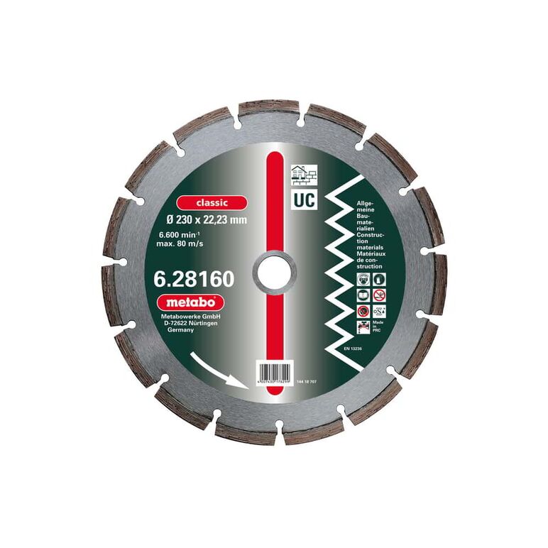 METABO Diamant-Trennscheibe, 180 x 2,3 x 22,23 mm, "classic", "UC", Universal (628159000), image 