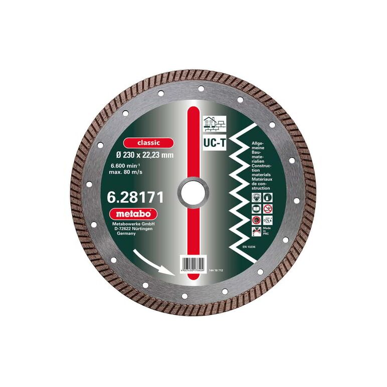 METABO Diamant-Trennscheibe, 180 x 2,3 x 22,23 mm, "classic", "UC-T", Turbo, Universal (628170000), image 