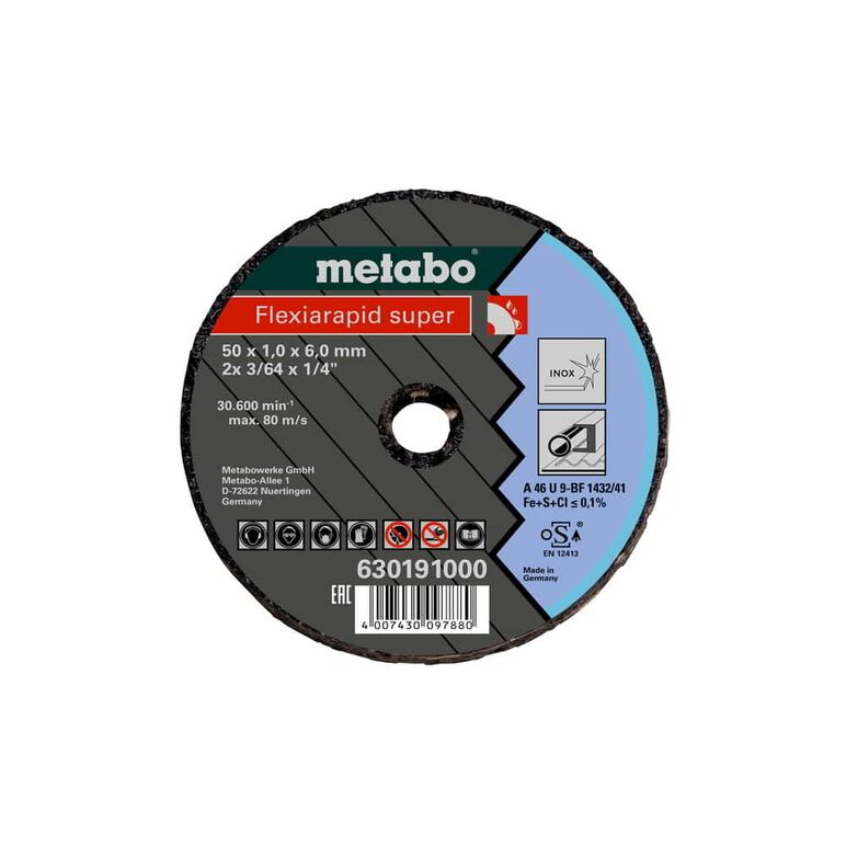 METABO Kleintrennscheibe 50x2,0x6,0 mm Inox (630192000), image 