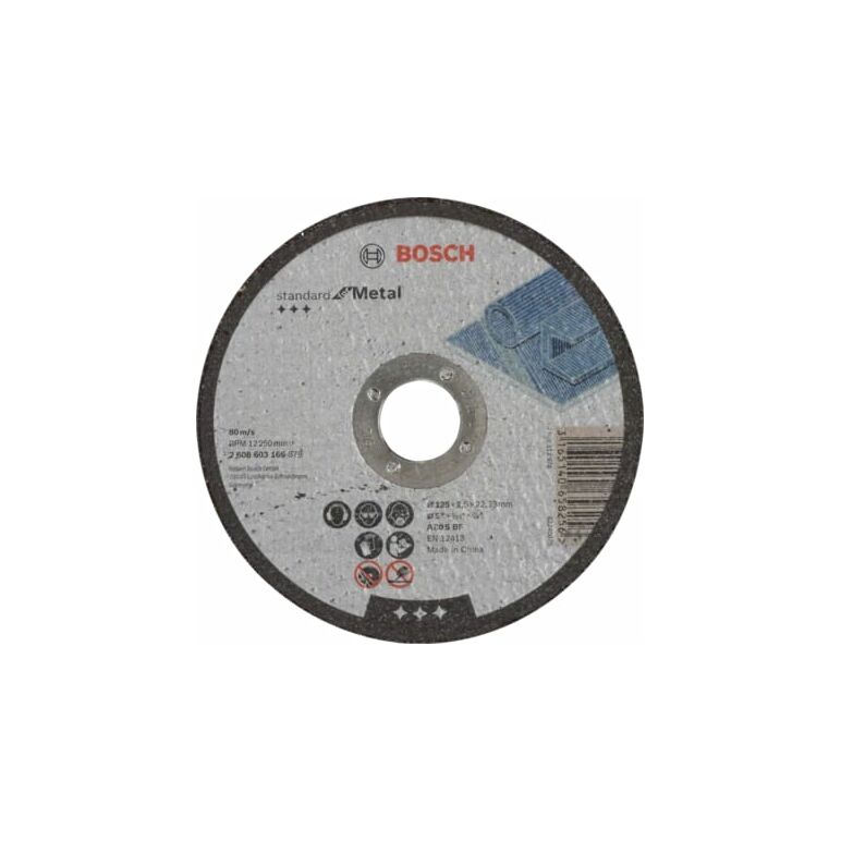 Bosch Trennscheibe gerade Standard for Metal A 60 T BF, 125 mm, 1,6 mm (2 608 603 165), image 