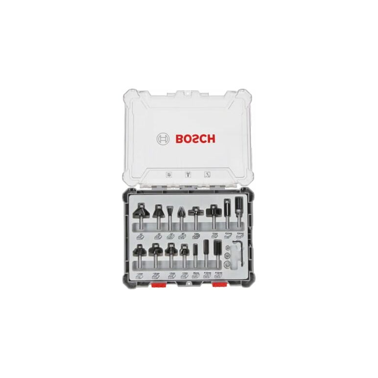 Bosch Fräser-Set, 1/4 Zoll-Schaft, 15-teilig (2 607 017 473), image 
