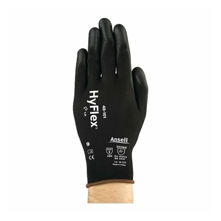 Ansell Handschuhe EN388 Kat.II SensiLite 48-101 Gr.7 Nylon m.Polyurethan schwarz, image 
