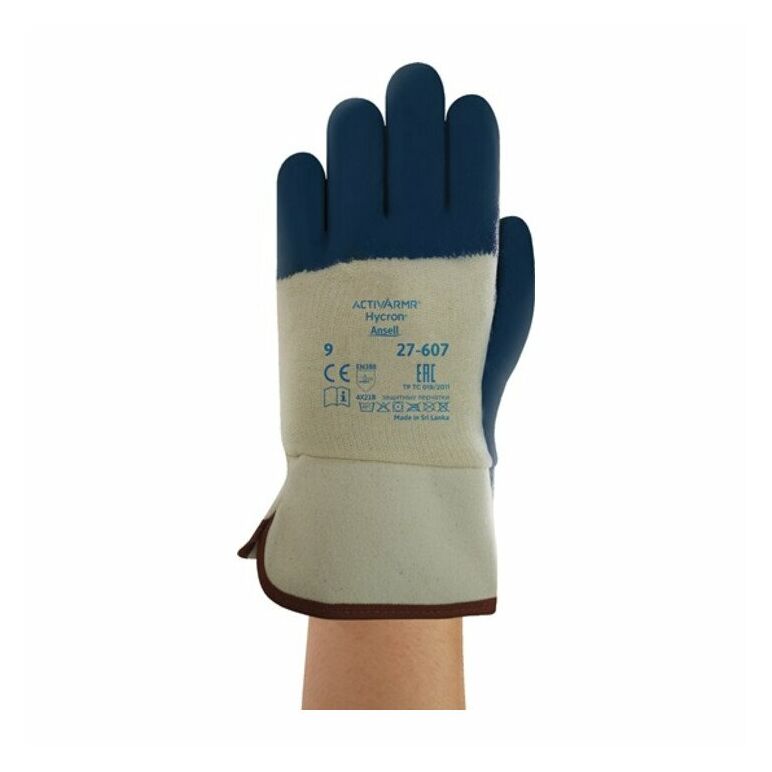 Ansell Handschuhe EN388 Kt. II Hycron 27-607 Gr.10 Baumwoll-Jersey m.3/4 Nitril blau, image 