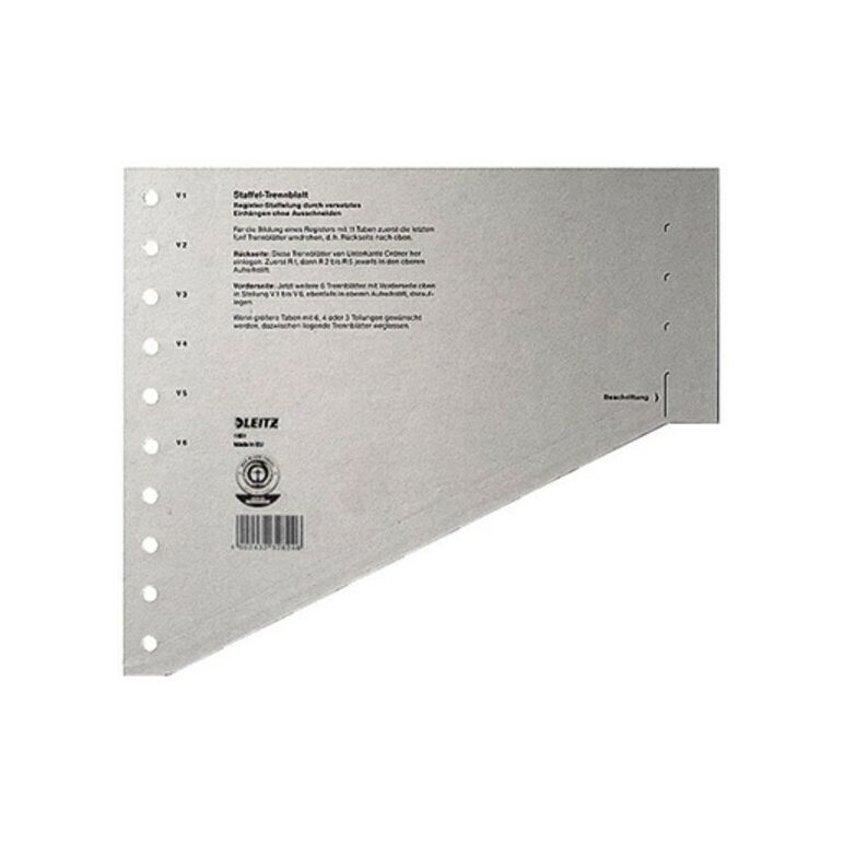 Leitz Trennblatt 16510085 DIN A4 DIN A4 gestaffelt 200g Karton grau, image 