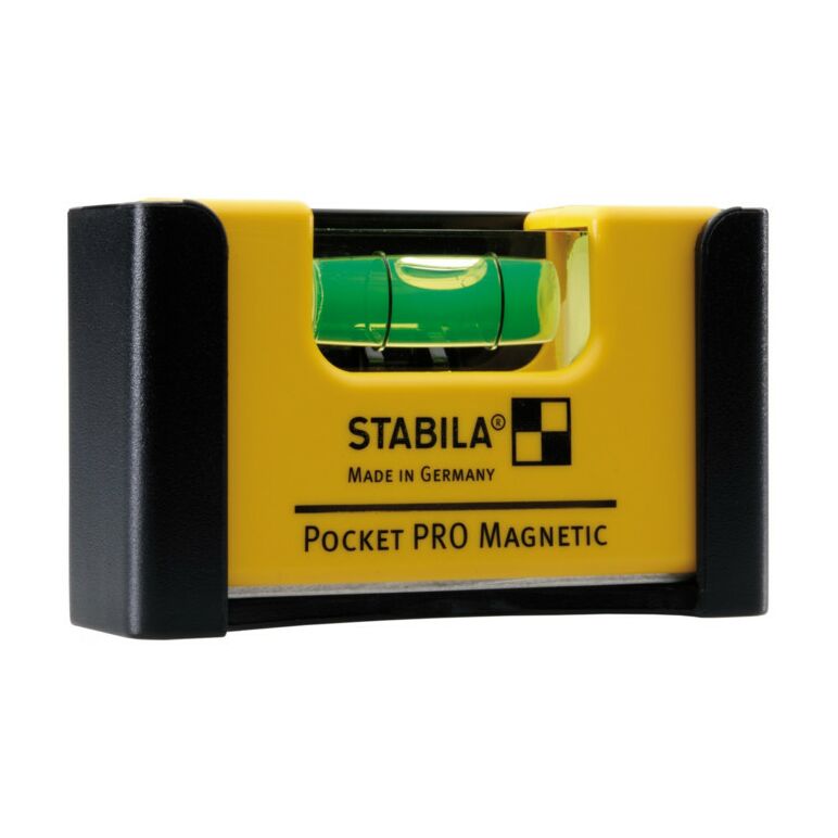 STABILA Wasserwaage Pocket PRO Magnetic 7 cm mit Seltenerd-Magnetsystem und Gürtel-Clip auf SB-Karte, image 