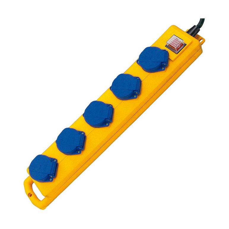 Super-Solid SL 554 DE IP54 Steckdosenverteiler 5-fach gelb/blau 2m H07RN-F3G1,5 mit Schalter, image 