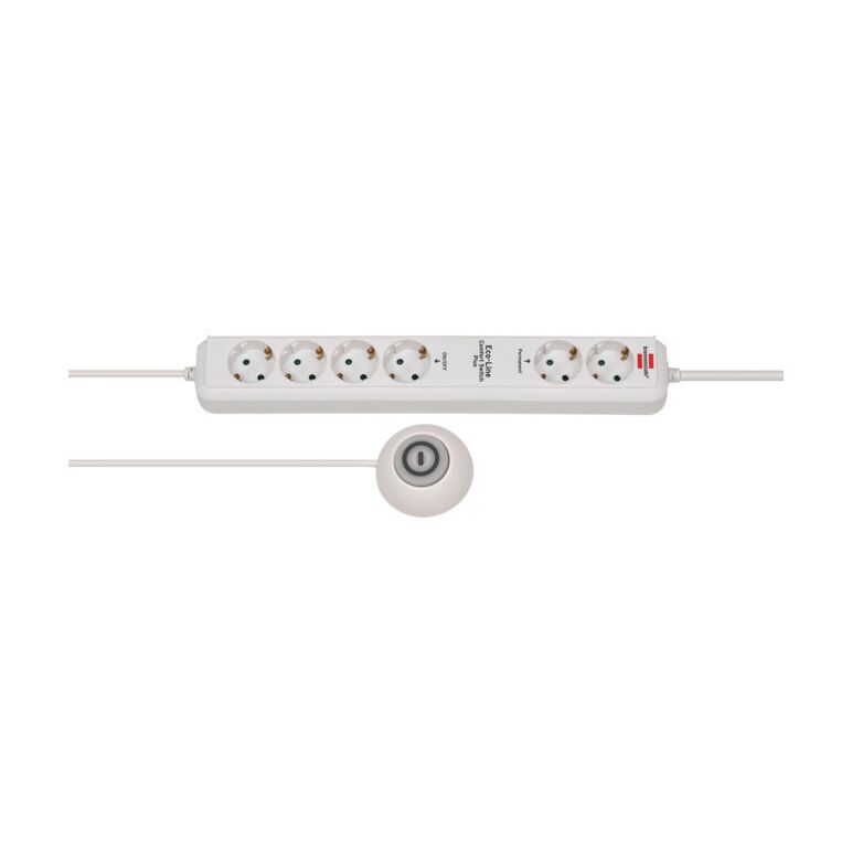 Eco-Line Comfort Switch Plus EL CSP 24 Steckdosenleiste 6-fach weiss 1,5m H05VV-F 3G1,5 2 permanent, 4 schaltbar beleuchteter Hand-/Fußschalter, image 