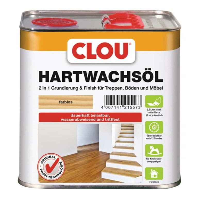 Hartwachs-Öl flüssig farblos 2,5l Dose CLOU, image 