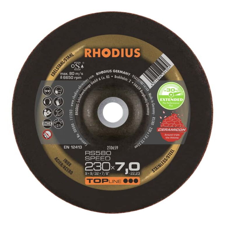 RHODIUS TOPline RS580 EXTENDED Schruppscheibe 125 x 7,0 x 22,23 mm, image 