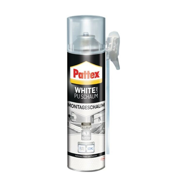 1K-Montageschaum White Line PUW50 500 ml B2 weiß m.Einw.-Handsch.Dose PATTEX, image 