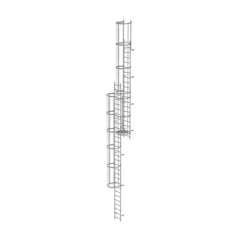 MUNK Günzburger Steigtechnik Mehrzügige Steigleitern mit Rückenschutz Steighöhe 10,92m Aluminium blank, image 