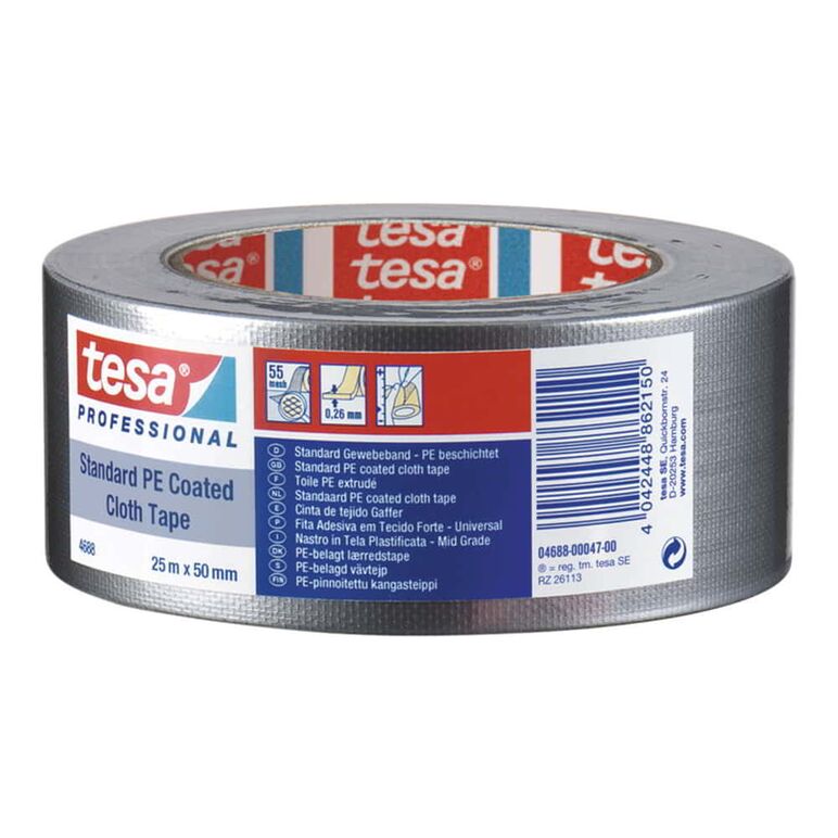 tesaband® 4688 Standard Gewebeband Duct Tape 25 m × 50 mm silber-matt, image 