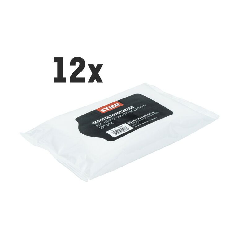 STIER Desinfektionstücher für Hände und Oberflächen 12x 100Stk, image _ab__is.image_number.default