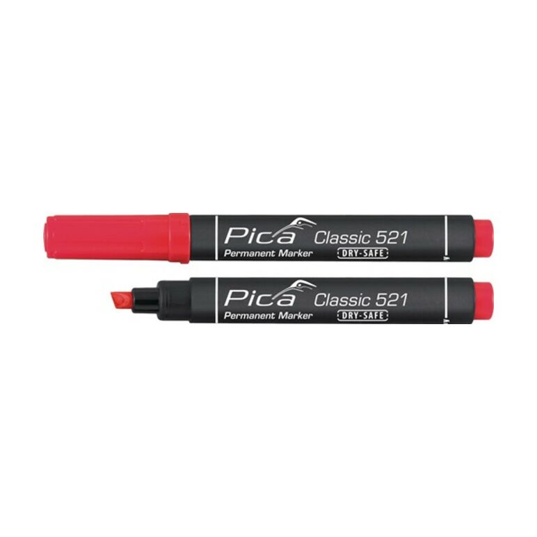 Pica Permanentmarker Classic INSTANT WHITE rot Strich-B.2-6mm Keilspitze, image 