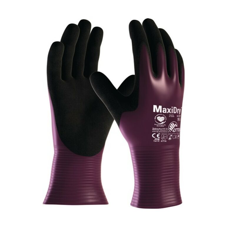 Handschuhe MaxiDry® 56-426 Gr.7 lila/schwarz Nyl.m.Nitril/Nitril, image 