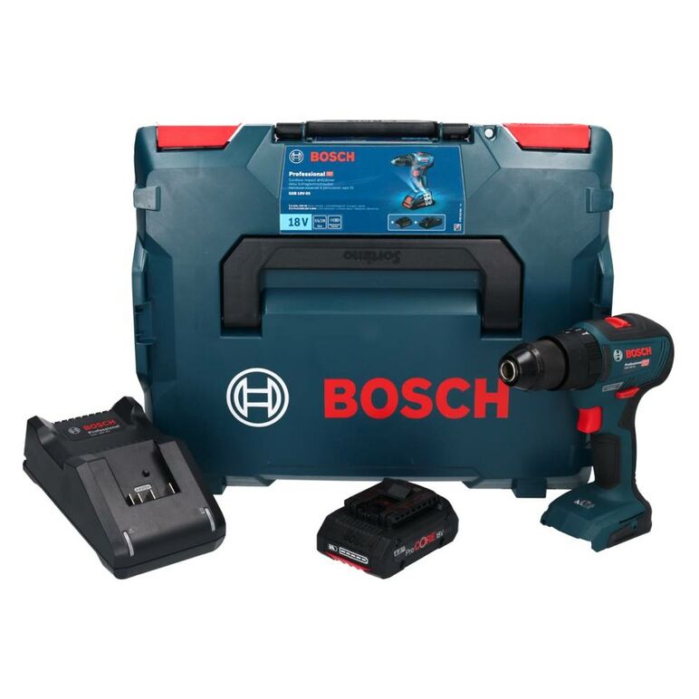 Bosch GSB 18V-55 Professional Akku-Schlagbohrschrauber 18V Brushless 55Nm + 1x Akku 4,0Ah + Ladegerät + Koffer, image 