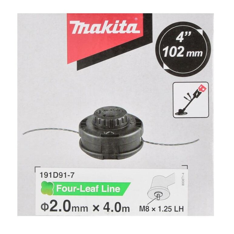 Makita 2-Fadenkopf Tap&Go 2,0 mm 2 Stück ( 2x 191D91-7 ) + Mähfaden rund 1,6 mm 15 m 2 Stück ( 2x E-02733 ) für 18 V Akku Rasentrimmer DUR 187 und DUR 188, image _ab__is.image_number.default