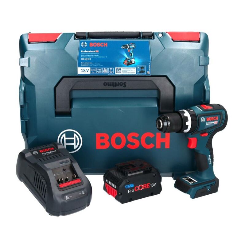 Bosch GSB 18V-90 C Professional Akku Schlagbohrschrauber 18 V 64 Nm Brushless + 1x ProCORE Akku 5,5 Ah + Ladegerät + L-Boxx, image 