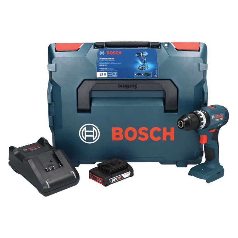 Bosch GSB 18V-45 Akku Schlagbohrschrauber 18 V 45 Nm Brushless + 1x Akku 2,0 Ah + Ladegerät + L-Boxx, image 