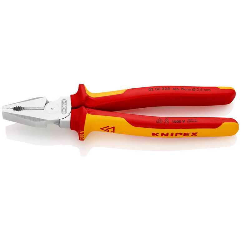 KNIPEX 02 06 225 Kraft-Kombizange isoliert mit Mehrkomponenten-Hüllen, VDE-geprüft verchromt 225 mm, image 