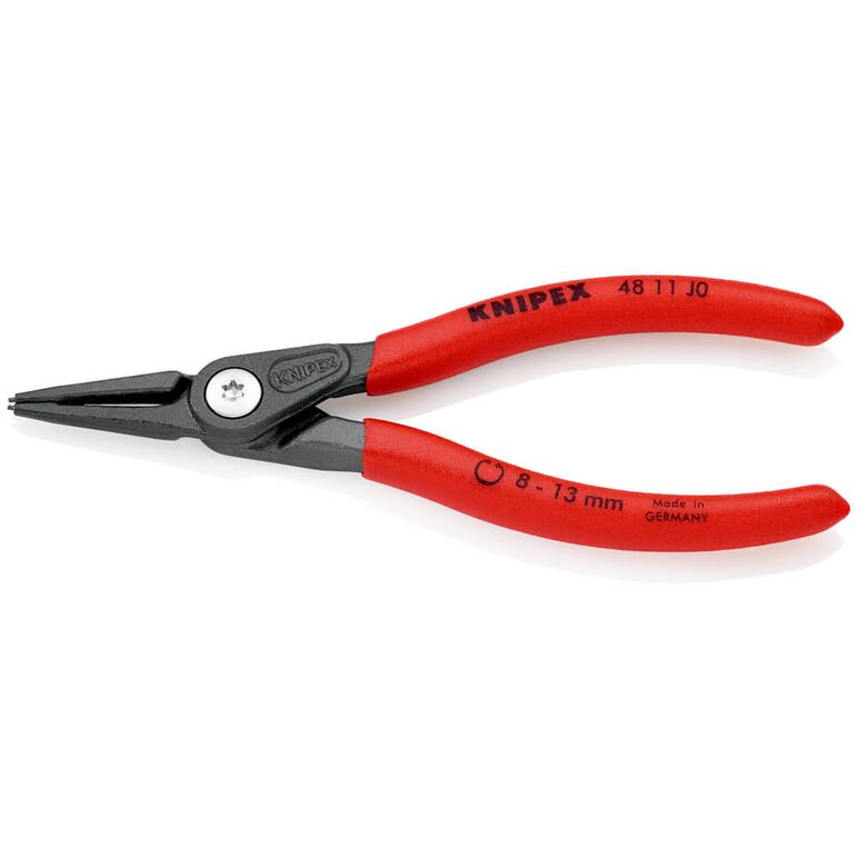 KNIPEX 48 11 J0 SB Präzisions-Sicherungsringzange für Innenringe in Bohrungen mit rutschhemmendem Kunststoff überzogen grau atramentiert 140 mm, image 