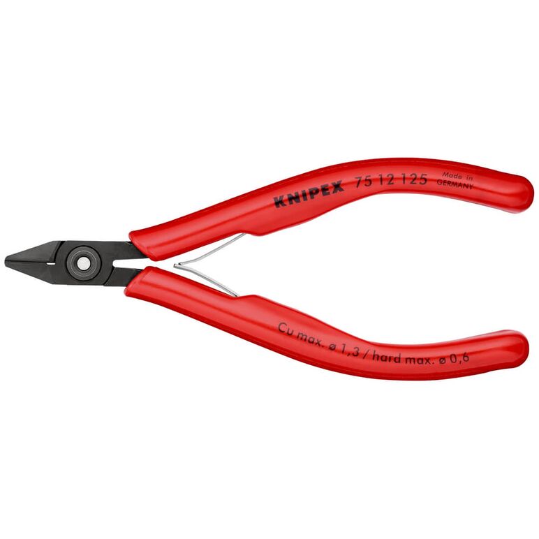 KNIPEX 75 12 125 Elektronik-Seitenschneider mit Kunststoff-Hüllen brüniert 125 mm, image 