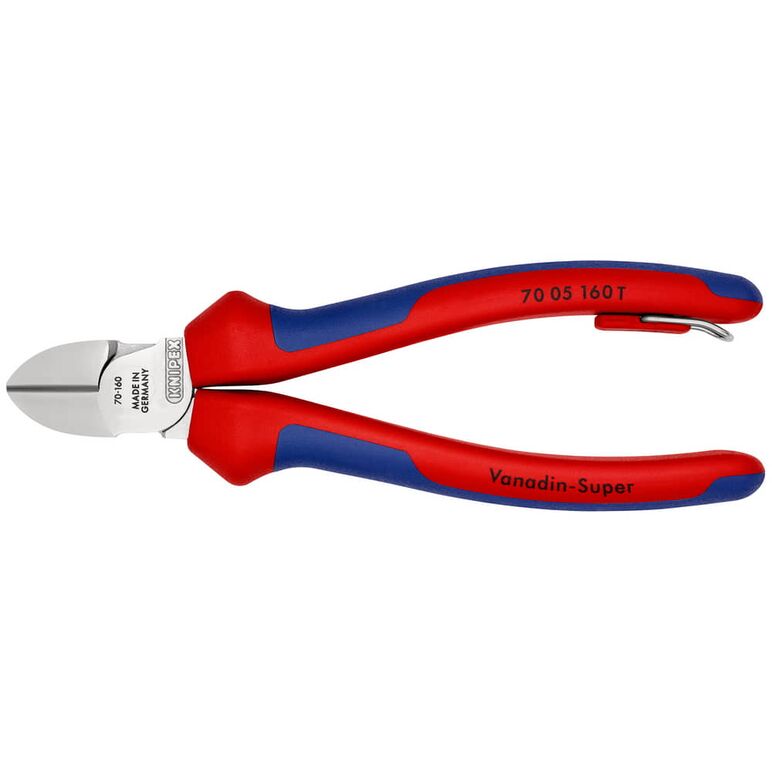 KNIPEX 70 05 160 T Seitenschneider mit Mehrkomponenten-Hüllen, mit integrierter Befestigungsöse zum Anbringen einer Absturzsicherung verchromt 160 mm, image _ab__is.image_number.default