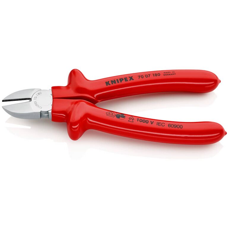 KNIPEX 70 07 180 Seitenschneider tauchisoliert, VDE-geprüft verchromt 180 mm, image _ab__is.image_number.default